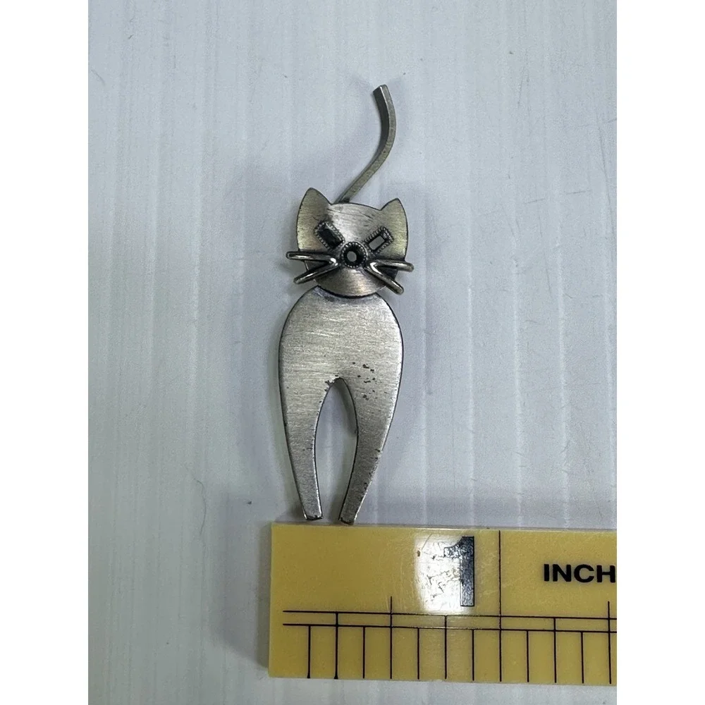 Vintage Danecraft Pin Brooch Cat Sterling Silver Figural Signed